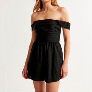 Abercrombie & Fitch Emerson Black Off-Shoulder Romper Size LT